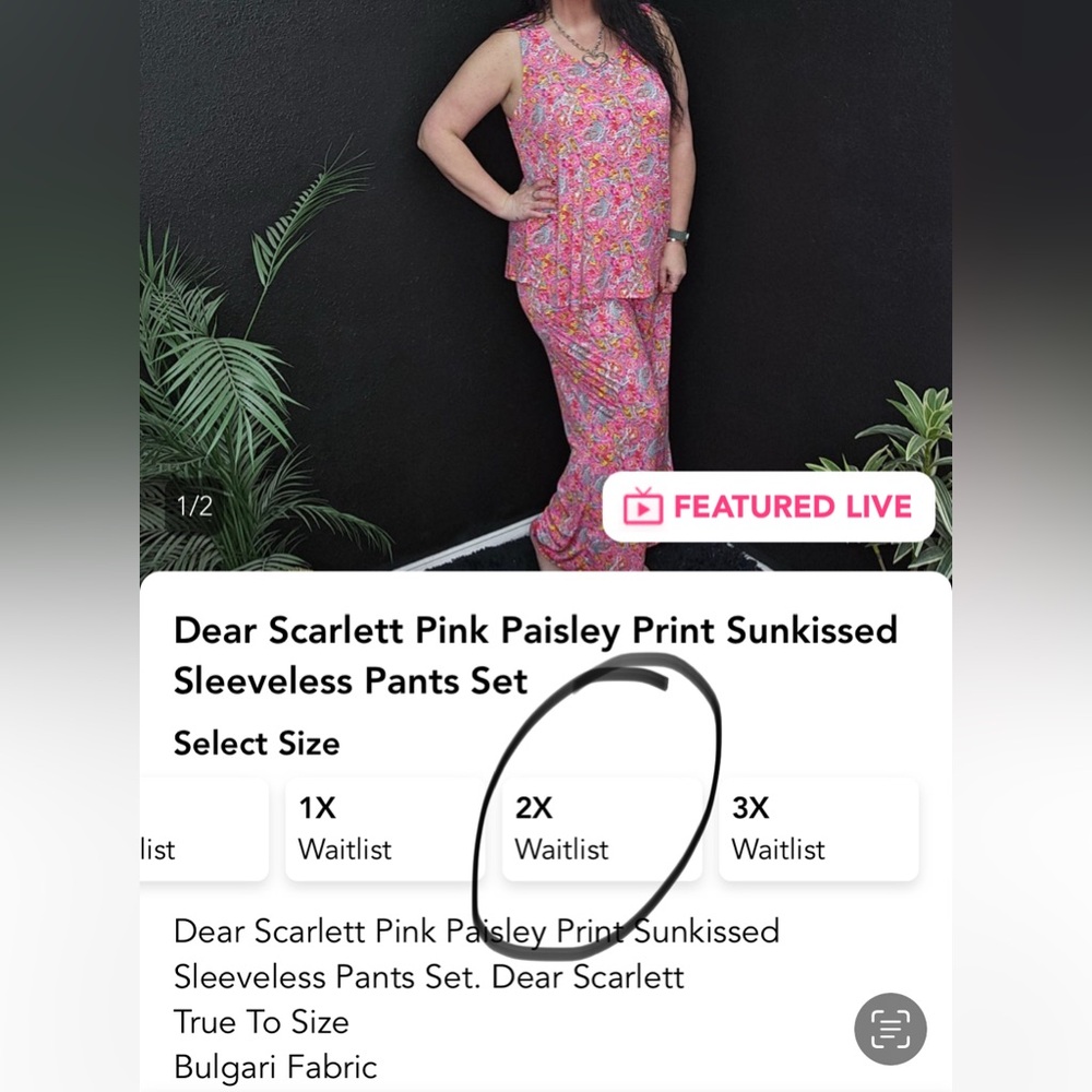 Dear Scarlett Pink Paisley Sun-kissed Pant Set size 2X, wrinkle free fabric